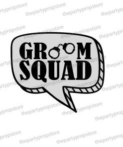 groomsquad speech bubble uv printed wedding photo booth prop sign