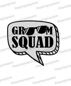 groomsquad speech bubble uv printed wedding photo booth prop sign