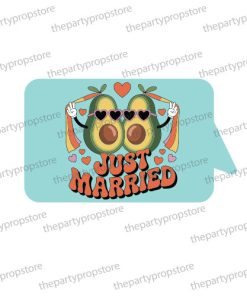 just married avocado uv printed wedding photo booth prop sign