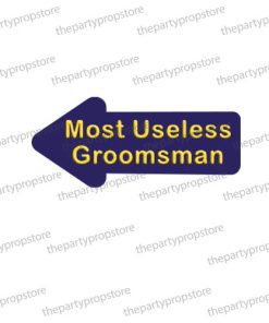 most useless groomsman wedding photo booth arrow prop sign